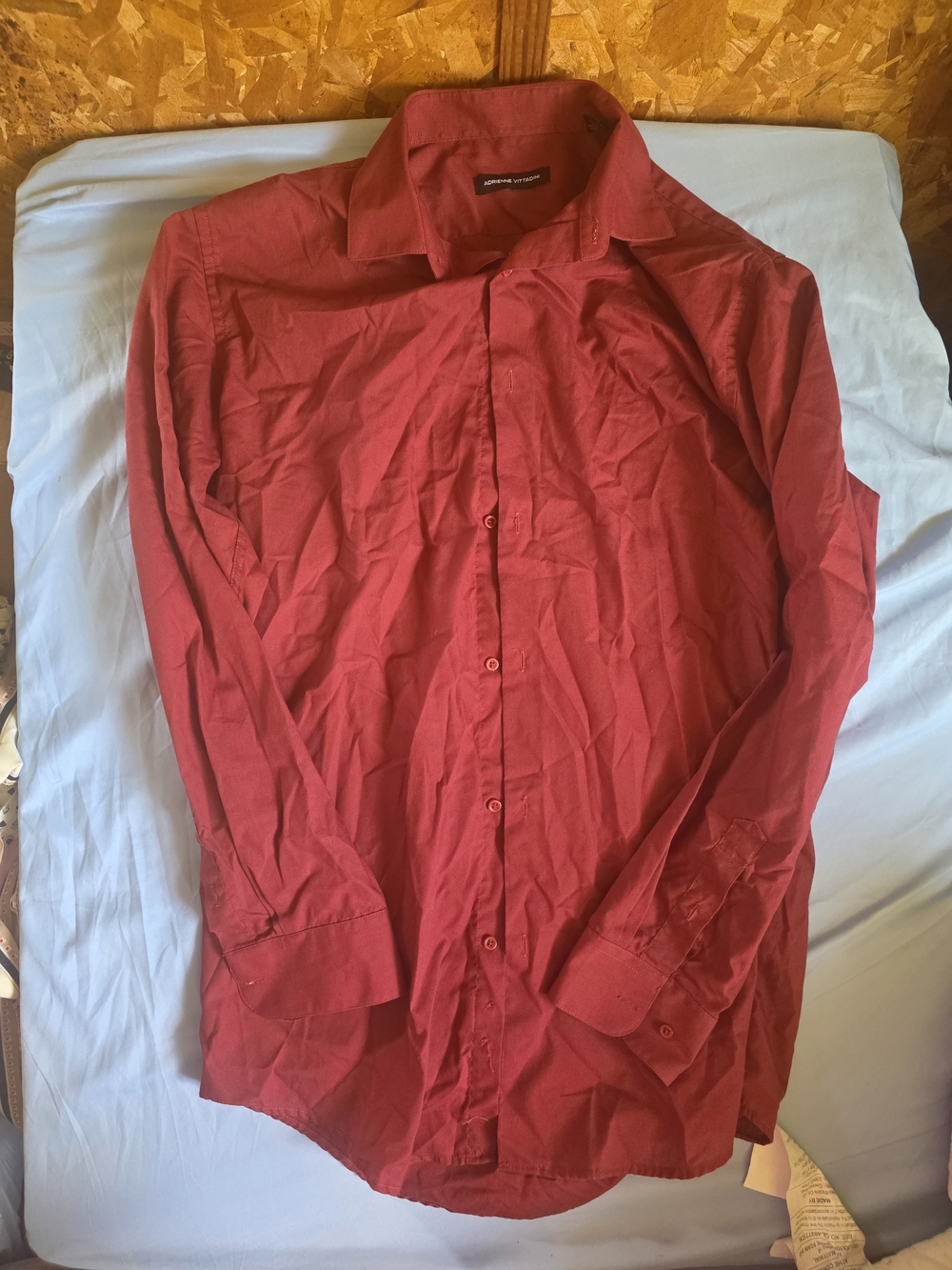 Adrienne Vittadini Men's Red Button-Down Dress Shirt